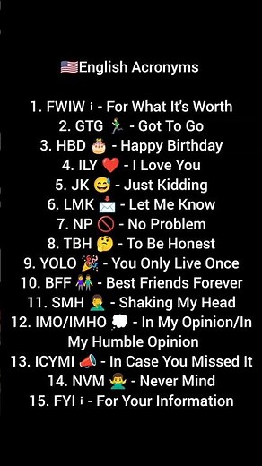 🇺🇸English Acronyms 1. FWIW ℹ️ - For What It's Worth