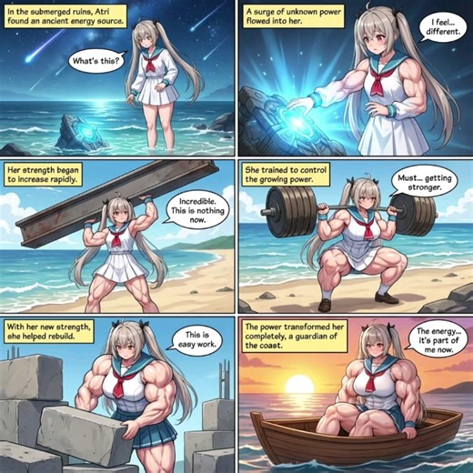 【筋肉娘】【漫画】获得了遗迹能源的亚托莉（双语）