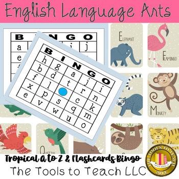 Tropical Bingo 26 A to Z Letter Names Sounds Flash Cards Low Prep Grades 1 to 3