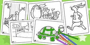 The Tortoise and The Hare Coloring Sheets
