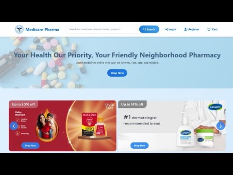 Medicare Pharmacy Website Project | PHP, MySQL, HTML, CSS, Bootstrap | Full Demo & Features