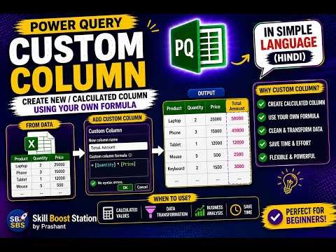 Power BI me Custom Column kaise add kare | Step-by-Step (Hindi)