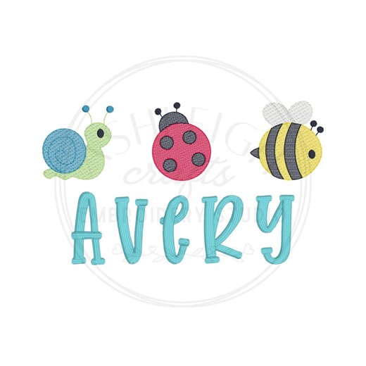 Spring Insects Trio Sketch Embroidery Design | Spring and Summer Bugs Kids Embroidery (Digital Download)