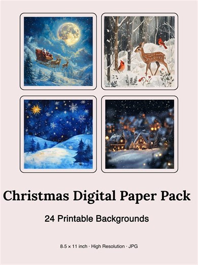 Christmas Digital Paper Pack | 24 Printable Backgrounds | 8.5x11 Inch Christmas Papers - Etsy