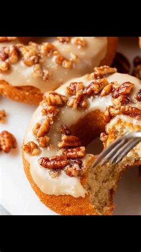 1.8K views | Brown Butter Maple Pecan Donuts Ingredients: - 1/2 cup...