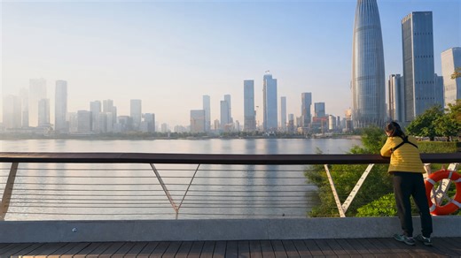 City Waterfront Walk Offers Wide Skyline View China