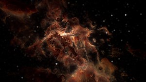 A vibrant and mysterious nebula in stunning black and red hues