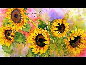 Sunflowers in Watercolor! Real Time Tutorial