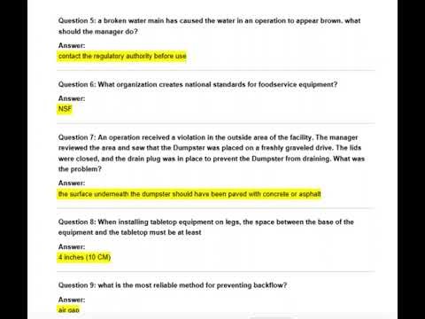 SERVSAFE - CHAPTER 11 STUDY QUESTIONS EXAMQUESTIONS