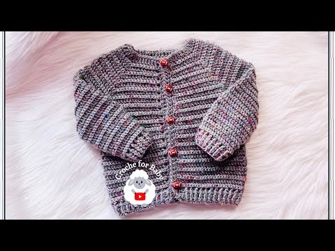 Chaquetita o Camperita Grayson Tejida con Ganchillo Super Facil Unisex 3M a 5 años