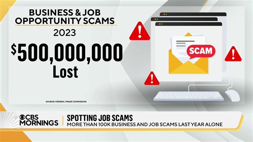 Americans lost nearly $500 million to job scams last year. LinkedIn's career expert Catherine Fisher shares how to spot the warning signs. https://cbsn.ws/3TpHemA | CBS Mornings