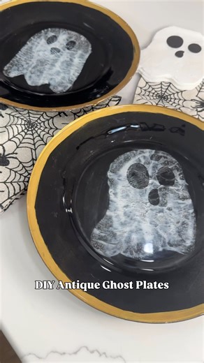 1.7K views | Who knew clear glass plates, some paint, Mod Podge, and a ghost napkin could turn into the perfect vintage-style Halloween decor? ️ Loving how spooky and antique these turned out! #HalloweenDIY #GhostDecor #SpookySeason #VintageHalloween #DIYDecor | Young Wild Me | Facebook