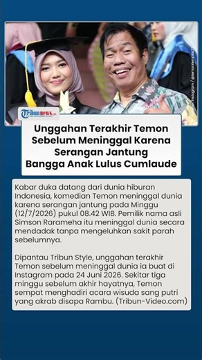 Komedian Temon Berpulang karena Serangan Jantung, Unggahan Terakhir Bangga Anak Lulus Cumlaude