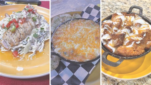 Recipe: Chicken Pasta, Collard Green Dip & Cuban Bread Pudding