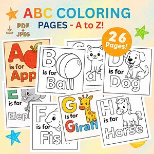 ABC Alphabet Coloring Pages for Kids – A to Z Educational Printable | Fun Animal Letters | Digital Download | Toddler & Preschool Learning - Etsy