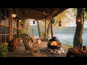 Spring Morning in Cozy Forest Ambience with Relaxing Birdsong, Lake Waves and Campfire Sounds