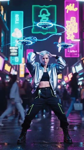 Dancing With Robots in a Neon Cyberpunk Street 🤖✨ | AI Video