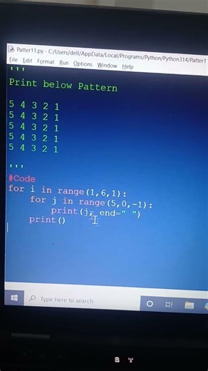 3. Python Pattern Program #nitinsir #python #nive #viral #shorts #reels