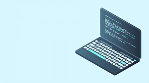 Download Isometric laptop animation. 3d isometric laptop computer. Abstract programming language and program code on a laptop screen. 4K animated in isometric style for free
