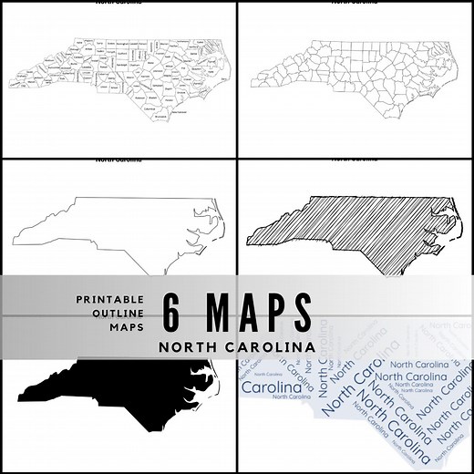 Printable North Carolina Maps / State Outline and Labeled Geography Sheets / Letter‑size Educational Printables for Teachers and Students - Etsy UK