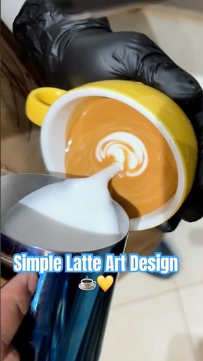 Simple Latte Art Design ☕💛 | Easy Coffee Art Tutorial For Beginners