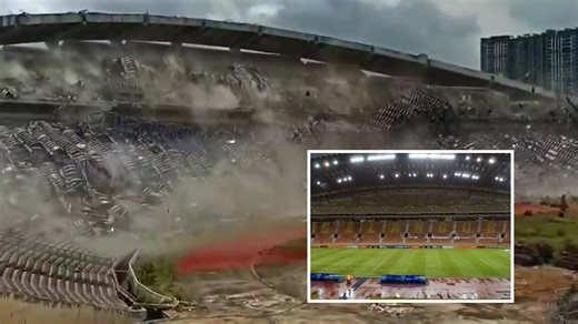 Shock moment 'unsafe' stadium that hosted Prem giants is demolished