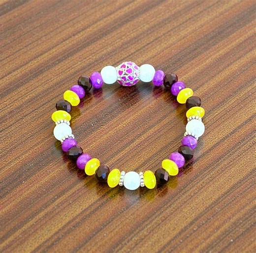 Nonbinary LGBTQIA  Pride Glass Beaded Stretch Bracelet - Etsy