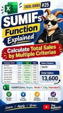 SUMIFS Function in Excel: Calculate Totals Using Multiple Criteria. #excel #microsoftexcel