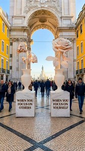 My Installation “Focus on Yourself” takes over Lisbon. #art #urbaninstallation #selflove #ai #streetart | Andrea Olivari