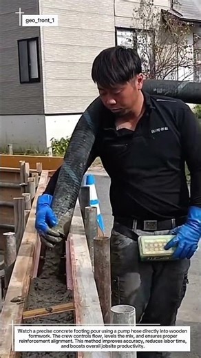 Precision Concrete Footing Pouring with Pump Hose | Clean & Efficient Formwork Process