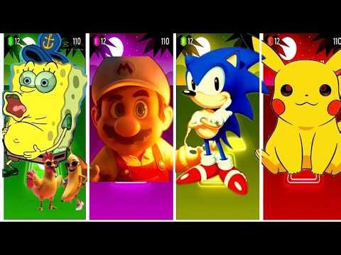 Tiles Hop Battle 🎵 | Pikachu 🆚 Super Mario 🆚 Sonic 🆚 SpongeBob | Kids Game