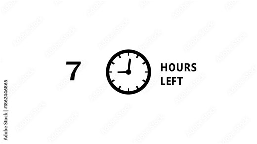 13 Hours left countdown clock icon animation. Countdown timer clock animation. Stopwatch timer clock. Starting soon timer animation.