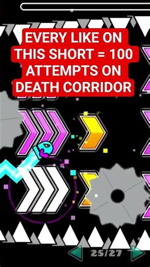 Every like is equal to 100.attempts #extremedemon #geometrydash #impossible #Deathcorridor
