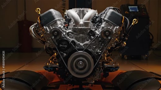 V12 Engine High-RPM Operation Simulation with Visible Vibrations and Harmonic Balancing