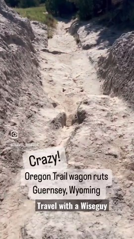 Crazy deep Oregon Trail wagon ruts! Guernsey, Wyoming
