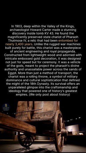 More than a weapon, this ancient Egyptian chariot was a rolling throne of divine power. #egypt #archaeology #ancienthistory #historyfacts | Legacy of the Ancients