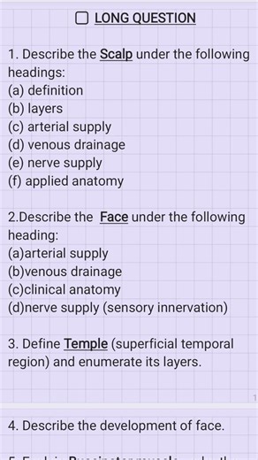 Anatomy Scalp, Temple and Face Important Questions #mbbs #dentistry ##fyp #series#bds #bams #aiims