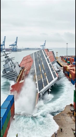 Technical malfunction during aircraft carrier launch causes the ship to unexpectedly capsize - chaos erupts at the dock ⚠️🌊🚢 | US Military Reborn