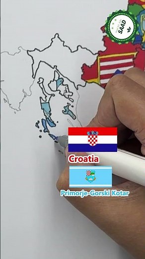 Primorje Gorski Kotar county flag map drawing | Crtanje karte zastave Primorsko-goranske županije 🇭🇷