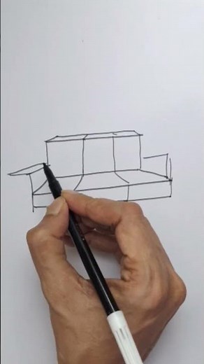 How to draw a sofa set in one point perspective easy for beginners