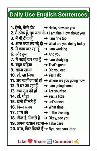 English बोलने का आसान तरीका | Daily Use English Sentences | #spokenenglish #viral #education #shorts