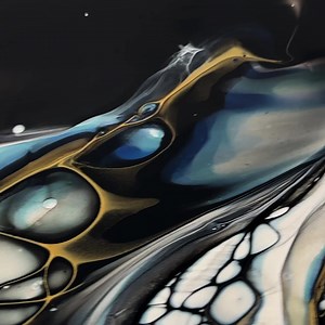 Just a pearl white, a metallic blue, paynes grey, all covered in black and revealed with swipes. #acrylicpouring #fluidart #abstract #satisfying #acrylicpainting | WinterStrom.art