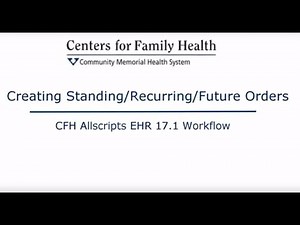 How to create Standing/Recurring Orders- EHR 17.1