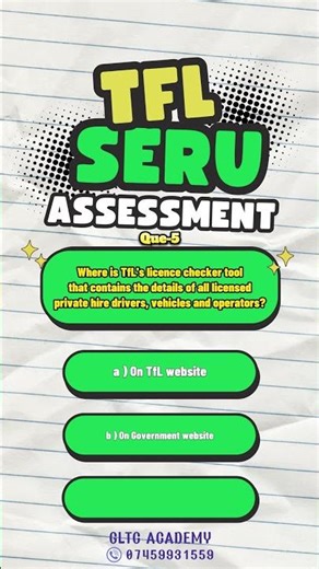 TfL Seru Assessment – Mock Test Question 5 !