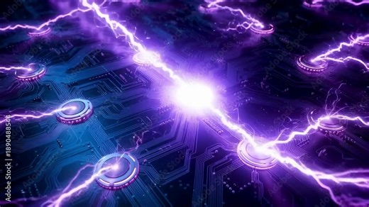 Electric pathways light up across a circuit board, where technology merges with art, illuminating the power of connectivity in the digital world.