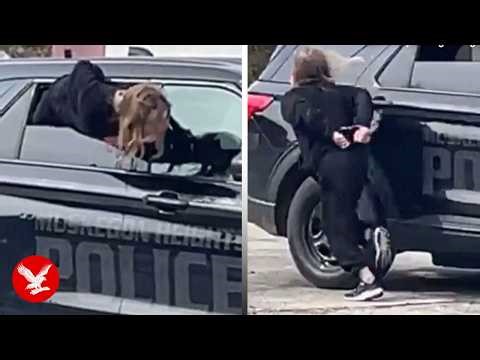 Handcuffed woman escapes from patrol car window behind police officer’s back
