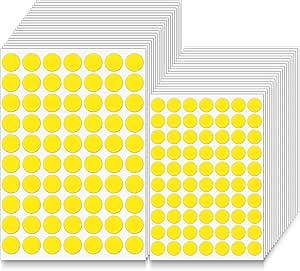 Skyygemm 2800 Pieces Colored Dot Stickers 3/4, 1 Inch Round Color Coding Labels Circle Dot Garage Price for Office Student Classroom Papers Etc, 40 Sheets(Yellow)