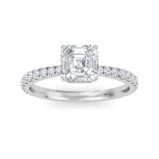 Asscher Cut Refined Pavé Engagement Ring 1.0 Ct - Etsy
