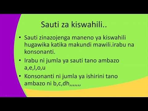 Form1 Kiswahili lesson5 Sauti Za Kiswahili