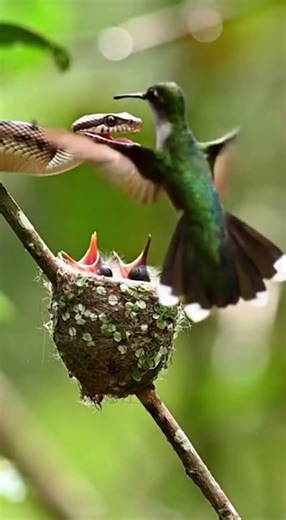 Hummingbird Targets Snake's EYES to Save Nest! 🎯🐍